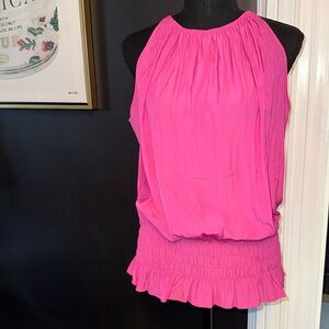Women’s resort office pink Catherine Malandrino sleeveless blouse medium NWOT